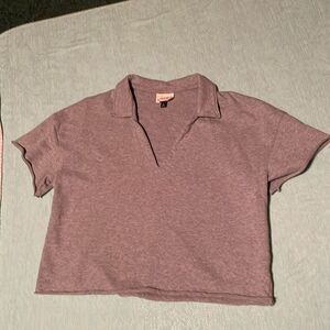 Universal Thread Size XL women’s gray collared v-neck top w rolled hem/sleeves